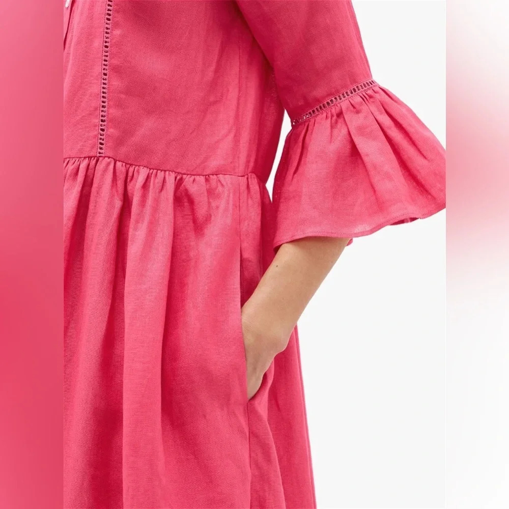 Solid & Striped Ruffled Cuff Linen Midi Shirt Dre… - image 5